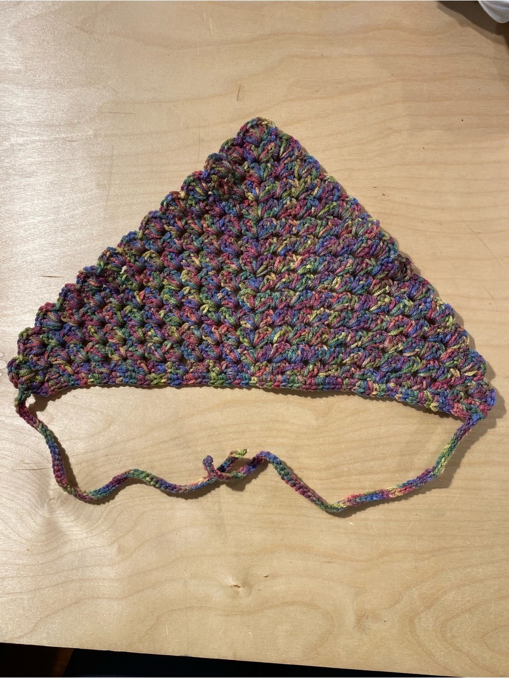 Hand-Crocheted Multicolor Triangle Bandanna (RZ) - Picture 7 of 10